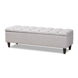 Brette Mid-Century Modern Upholstered Fabric Dark Brown Wood Storage Bench Ottoman