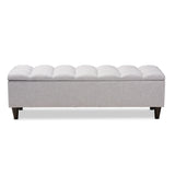 Baxton Studio Brette Mid-Century Modern Grayish Beige Fabric Upholstered Dark Brown Finished Wood Storage Bench Ottoman