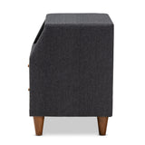 Baxton Studio Claverie Mid-Century Modern Charcoal Fabric Upholstered 2-Drawer Wood Nightstand