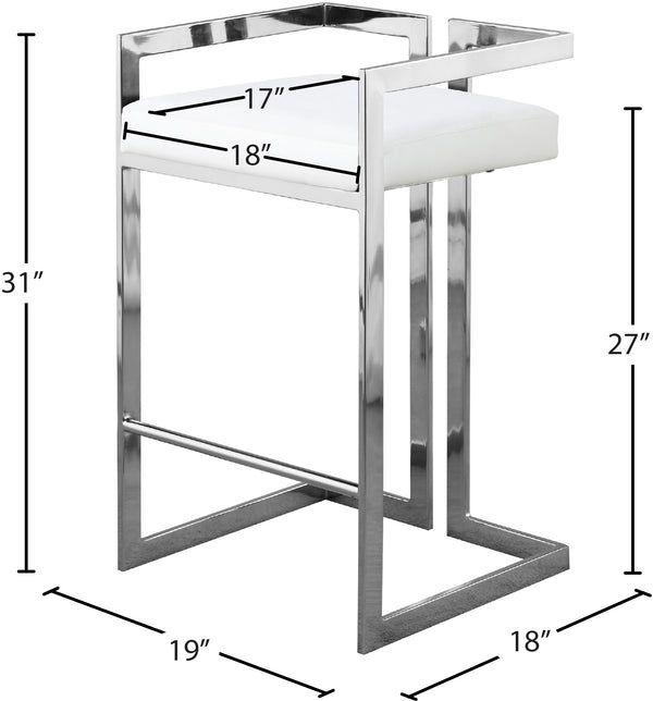 Ezra Faux Leather / Steel / Foam Contemporary White Faux Leather Stool - 19" W x 17.5" D x 31" H