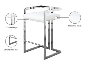 Ezra Faux Leather / Steel / Foam Contemporary White Faux Leather Stool - 19" W x 17.5" D x 31" H