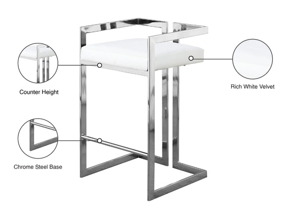 Ezra Faux Leather / Steel / Foam Contemporary White Faux Leather Stool - 19" W x 17.5" D x 31" H