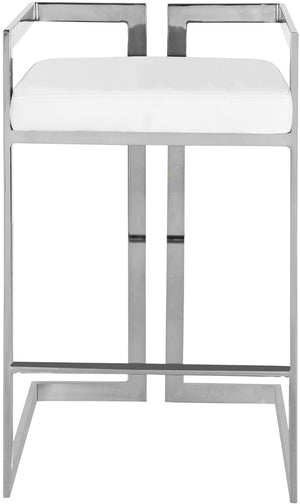 Ezra Faux Leather / Steel / Foam Contemporary White Faux Leather Stool - 19" W x 17.5" D x 31" H