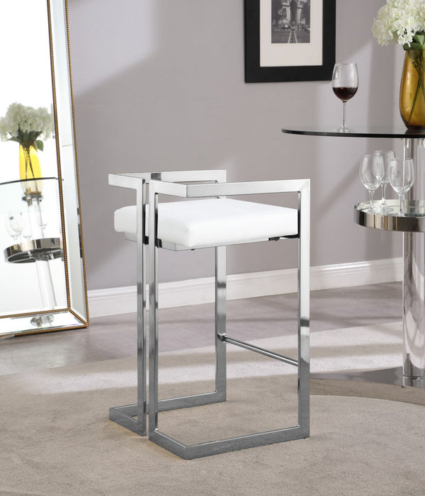 Ezra Faux Leather / Steel / Foam Contemporary White Faux Leather Stool - 19" W x 17.5" D x 31" H