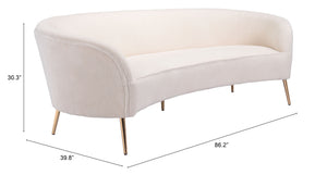 Zuo Modern Luna 100% Polyester, Plywood, Steel Modern Commercial Grade Sofa Cream, Gold 100% Polyester, Plywood, Steel