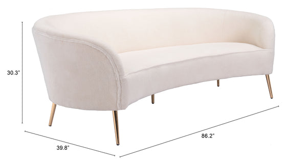 Zuo Modern Luna 100% Polyester, Plywood, Steel Modern Commercial Grade Sofa Cream, Gold 100% Polyester, Plywood, Steel