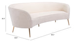 Zuo Modern Luna 100% Polyester, Plywood, Steel Modern Commercial Grade Sofa Cream, Gold 100% Polyester, Plywood, Steel