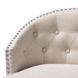 Baxton Studio Theron Transitional Light Beige Fabric Upholstered Wood Swivel Bar Stool Set of 2