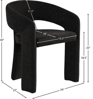 Rendition Fabric / Iron / Engineered Wood / Foam Contemporary Black Plush Fabric Dining Chair - 24" W x 22" D x 30" H