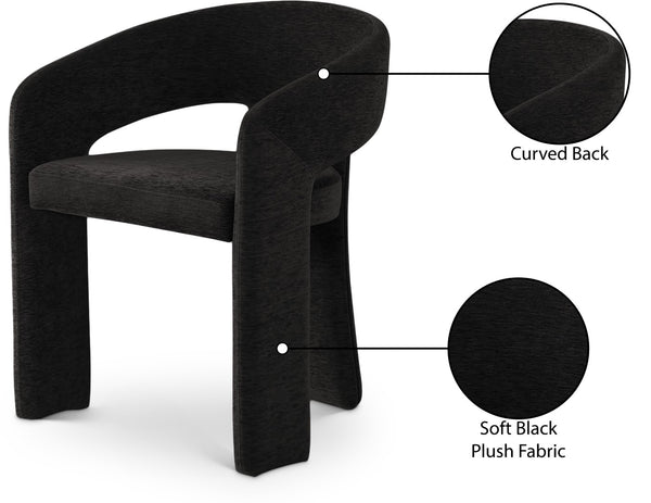 Rendition Fabric / Iron / Engineered Wood / Foam Contemporary Black Plush Fabric Dining Chair - 24" W x 22" D x 30" H