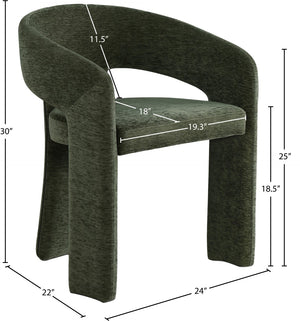 Rendition Fabric / Iron / Engineered Wood / Foam Contemporary Green Plush Fabric Dining Chair - 24" W x 22" D x 30" H