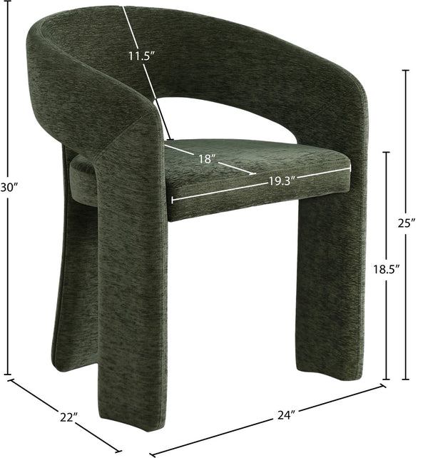 Rendition Fabric / Iron / Engineered Wood / Foam Contemporary Green Plush Fabric Dining Chair - 24" W x 22" D x 30" H