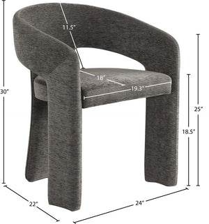 Rendition Fabric / Iron / Engineered Wood / Foam Contemporary Grey Plush Fabric Dining Chair - 24" W x 22" D x 30" H
