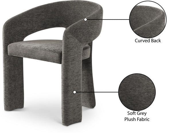 Rendition Fabric / Iron / Engineered Wood / Foam Contemporary Grey Plush Fabric Dining Chair - 24" W x 22" D x 30" H