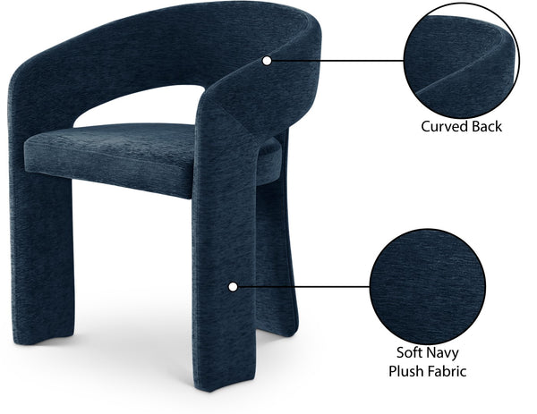 Rendition Fabric / Iron / Engineered Wood / Foam Contemporary Navy Plush Fabric Dining Chair - 24" W x 22" D x 30" H