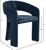 Rendition Fabric / Iron / Engineered Wood / Foam Contemporary Navy Plush Fabric Dining Chair - 24" W x 22" D x 30" H