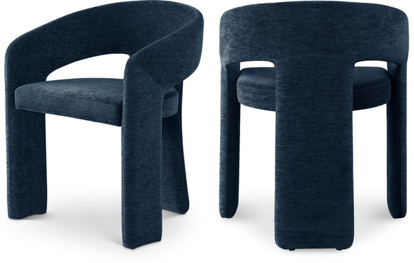 Rendition Fabric / Iron / Engineered Wood / Foam Contemporary Navy Plush Fabric Dining Chair - 24" W x 22" D x 30" H