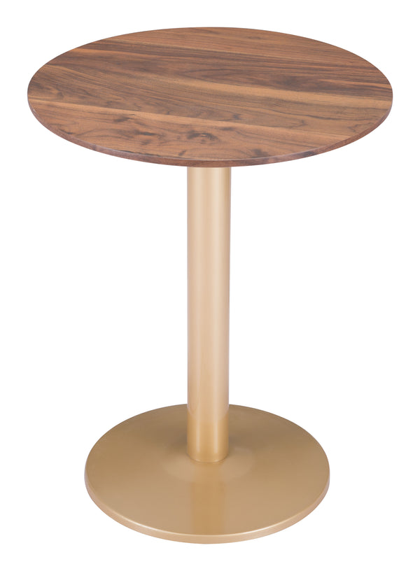 Zuo Modern Alto MDF, Steel Modern Commercial Grade Bistro Table Brown, Gold MDF, Steel