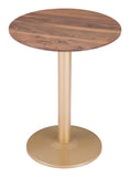 Zuo Modern Alto MDF, Steel Modern Commercial Grade Bistro Table Brown, Gold MDF, Steel