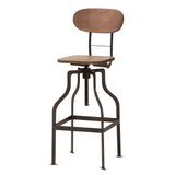 Varek Vintage Rustic Industrial Style Bamboo Steel Barstool Set