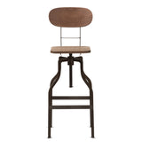 Baxton Studio Varek Vintage Rustic Industrial Style Wood and Rust-Finished Steel Adjustable Swivel Bar Stool