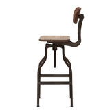 Baxton Studio Varek Vintage Rustic Industrial Style Wood and Rust-Finished Steel Adjustable Swivel Bar Stool