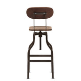 Baxton Studio Varek Vintage Rustic Industrial Style Wood and Rust-Finished Steel Adjustable Swivel Bar Stool