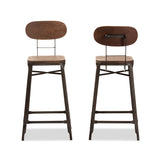 Baxton Studio Varek Vintage Rustic Industrial Style Bamboo and Rust-Finished Steel Stackable Bar Stool Set