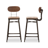 Baxton Studio Varek Vintage Rustic Industrial Style Bamboo and Rust-Finished Steel Stackable Bar Stool Set