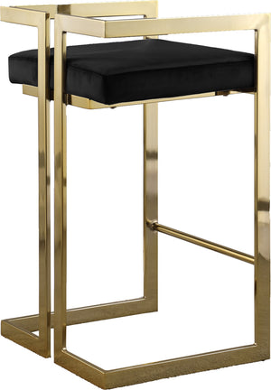 Ezra Velvet / Engineered Wood / Steel Contemporary Black Velvet Stool - 19" W x 17.5" D x 31" H
