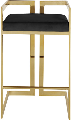 Ezra Velvet / Engineered Wood / Steel Contemporary Black Velvet Stool - 19" W x 17.5" D x 31" H