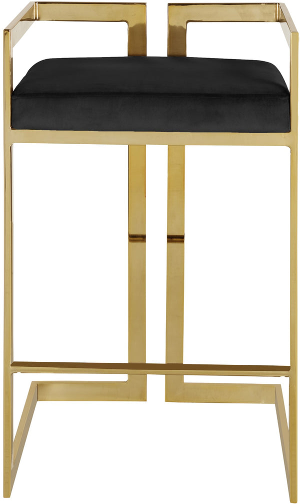Ezra Velvet / Engineered Wood / Steel Contemporary Black Velvet Stool - 19" W x 17.5" D x 31" H