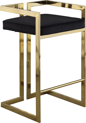 Ezra Velvet / Engineered Wood / Steel Contemporary Black Velvet Stool - 19" W x 17.5" D x 31" H
