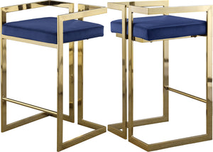 Ezra Velvet / Engineered Wood / Steel Contemporary Navy Velvet Stool - 19" W x 17.5" D x 31" H