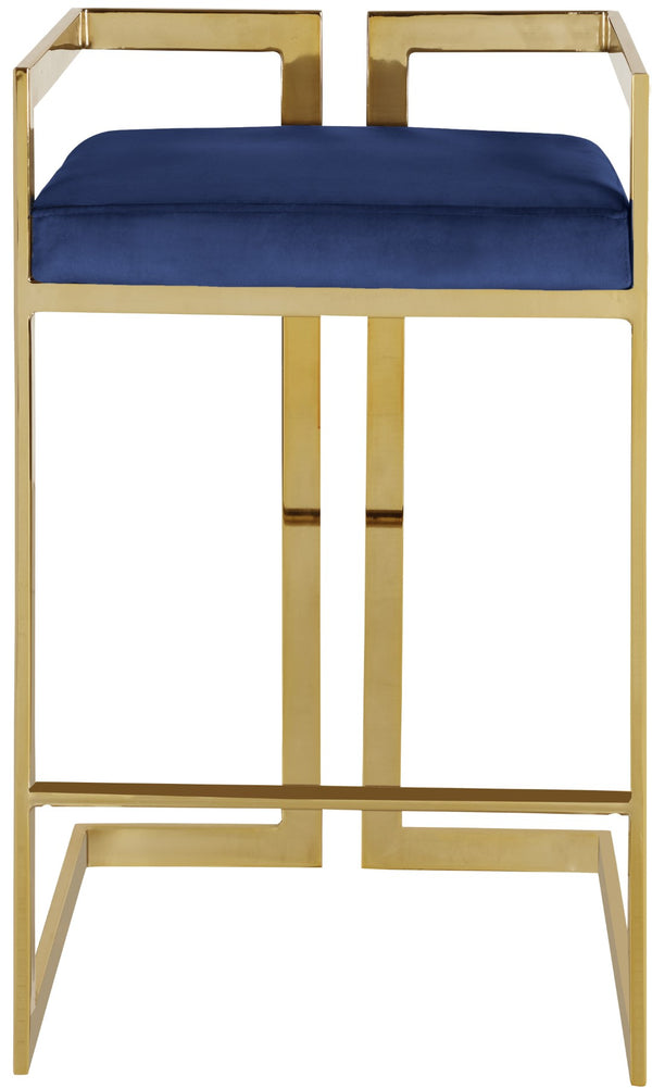 Ezra Velvet / Engineered Wood / Steel Contemporary Navy Velvet Stool - 19" W x 17.5" D x 31" H