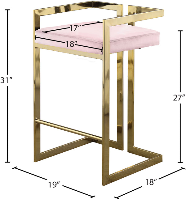 Ezra Velvet / Engineered Wood / Steel Contemporary Pink Velvet Stool - 19" W x 17.5" D x 31" H