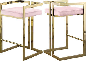 Ezra Velvet / Engineered Wood / Steel Contemporary Pink Velvet Stool - 19" W x 17.5" D x 31" H