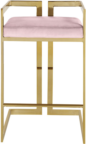 Ezra Velvet / Engineered Wood / Steel Contemporary Pink Velvet Stool - 19" W x 17.5" D x 31" H