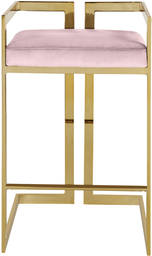 Ezra Velvet / Engineered Wood / Steel Contemporary Pink Velvet Stool - 19" W x 17.5" D x 31" H