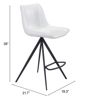 Zuo Modern Aki 100% Polyurethane, Plywood, Steel Modern Commercial Grade Counter Stool Set - Set of 2 White, Black 100% Polyurethane, Plywood, Steel