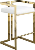 Ezra Faux Leather / Steel / Foam Contemporary White Faux Leather Stool - 19" W x 17.5" D x 31" H