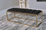 Contemporary Channel Tufted Cushion Bench Dark Grey and Gold