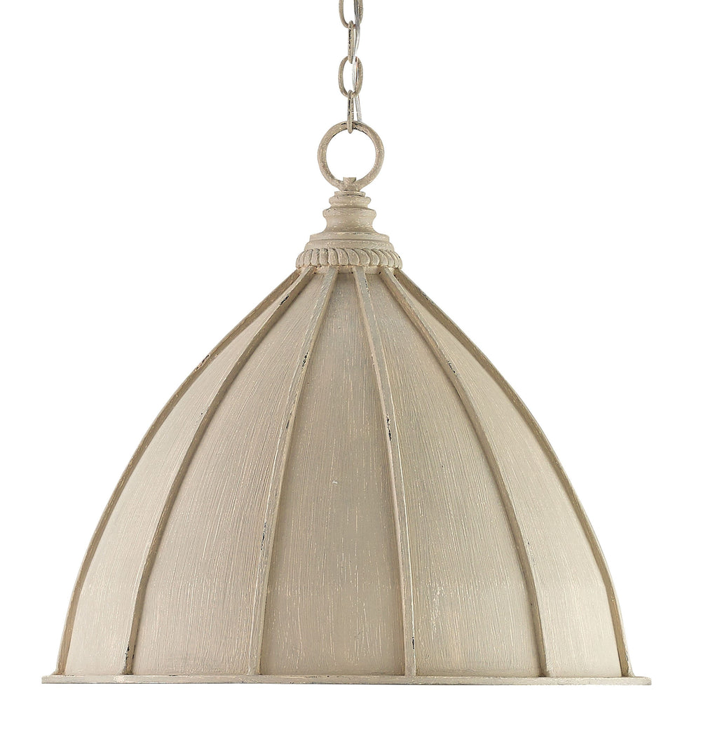 Fenchurch Pendant Light - Elegant Oyster Cream & Silver Leaf Finish, Wrought Iron Shade Design