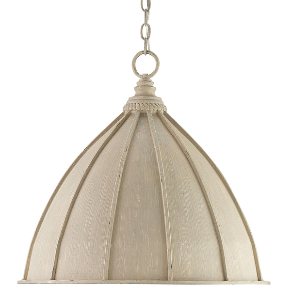 Fenchurch Pendant Light - Elegant Oyster Cream & Silver Leaf Finish, Wrought Iron Shade Design