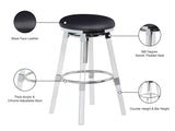 Venus Faux Leather / Acrylic / Metal / Foam Contemporary Black Faux Leather Adjustable Stool - 18" W x 18" D x 25" - 30" H