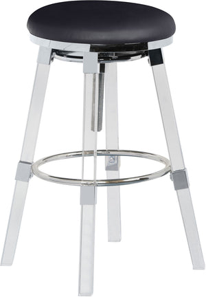 Venus Faux Leather / Acrylic / Metal / Foam Contemporary Black Faux Leather Adjustable Stool - 18" W x 18" D x 25" - 30" H