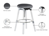 Venus Faux Leather / Acrylic / Metal / Foam Contemporary Grey Faux Leather Adjustable Stool - 18" W x 18" D x 25" - 30" H