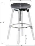 Venus Faux Leather / Acrylic / Metal / Foam Contemporary Grey Faux Leather Adjustable Stool - 18" W x 18" D x 25" - 30" H