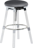 Venus Faux Leather / Acrylic / Metal / Foam Contemporary Grey Faux Leather Adjustable Stool - 18" W x 18" D x 25" - 30" H