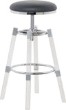 Venus Faux Leather / Acrylic / Metal / Foam Contemporary Grey Faux Leather Adjustable Stool - 18" W x 18" D x 25" - 30" H